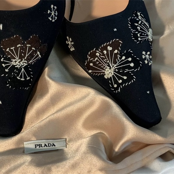 PRADA Womens Black Heels Pumps Sling back Shoes Size 38.5 $700 MSRP - Picture 5 of 9